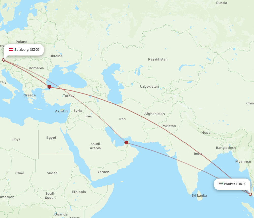 HKT-SZG flight routes