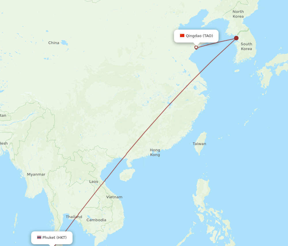 HKT-TAO flight routes
