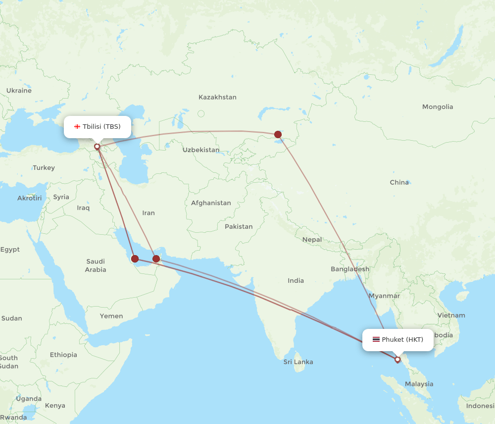 HKT-TBS flight routes
