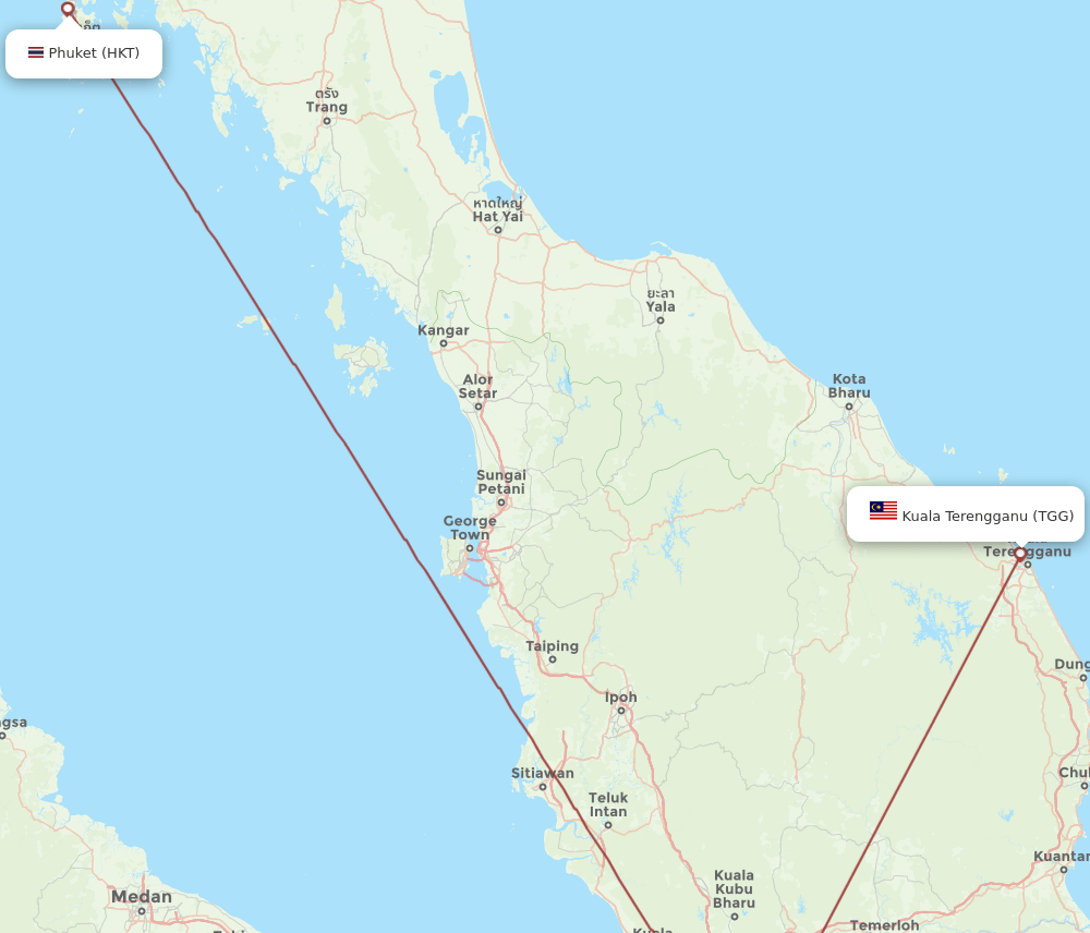 HKT-TGG flight routes