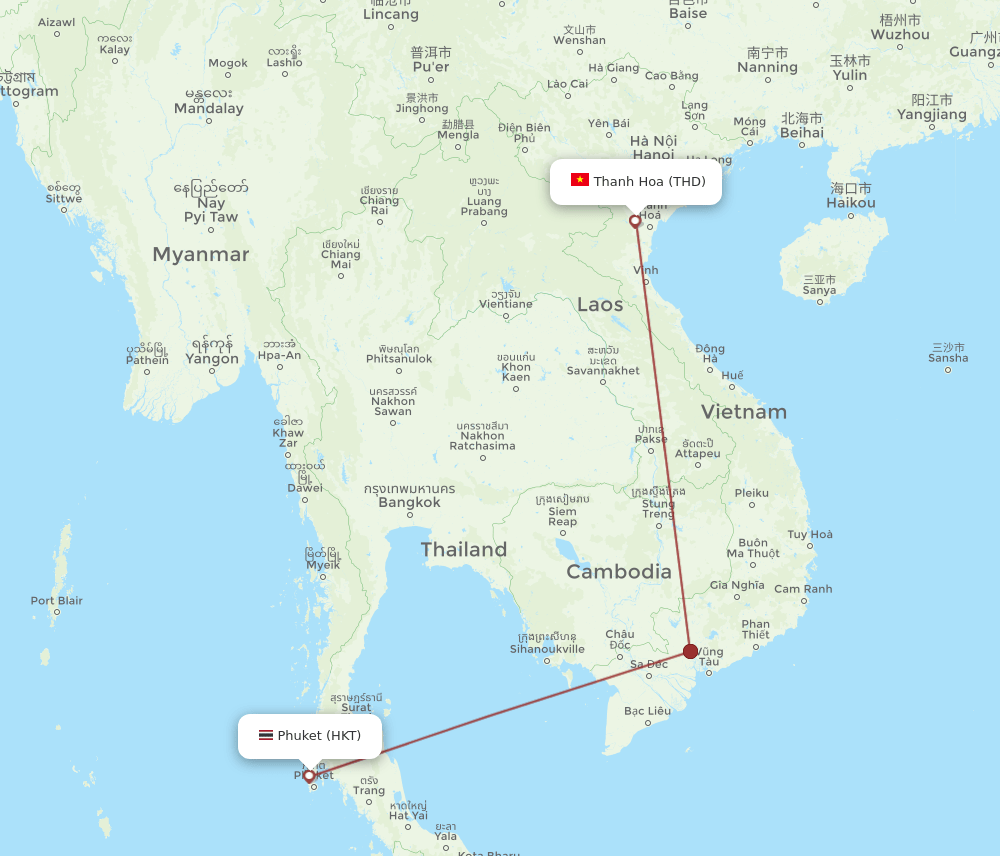 HKT-THD flight routes