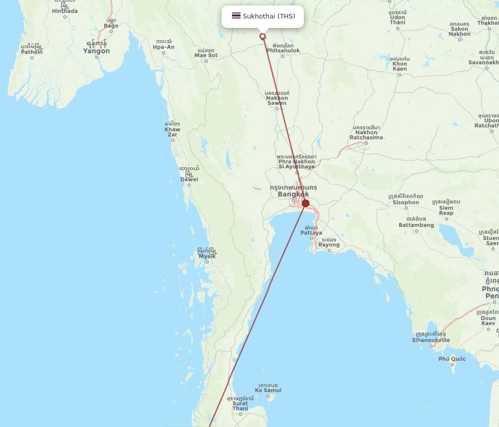 HKT-THS flight routes
