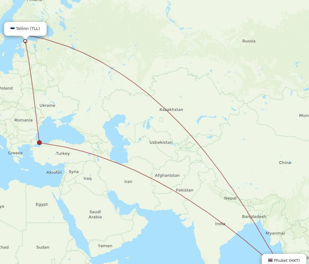 HKT-TLL flight routes