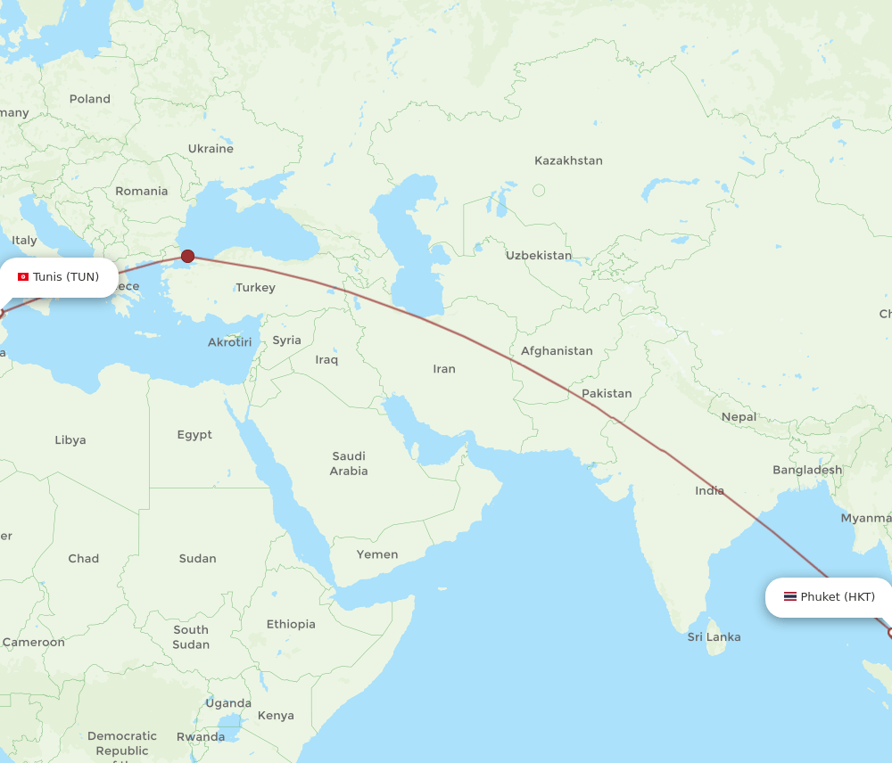 HKT-TUN flight routes