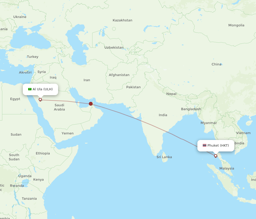 HKT-ULH flight routes