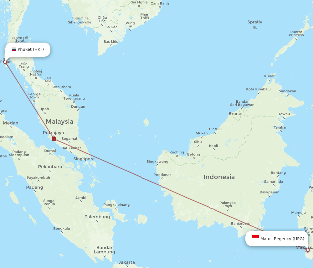 HKT to UPG flights and routes map