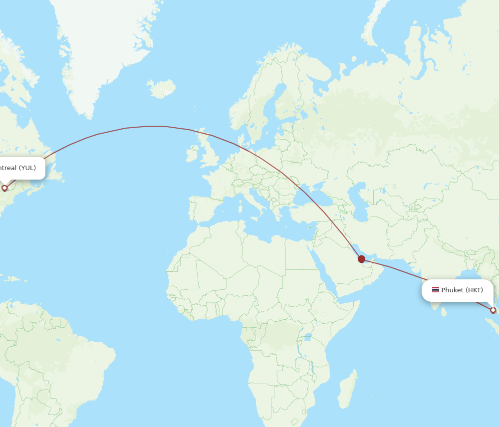 HKT-YUL flight routes