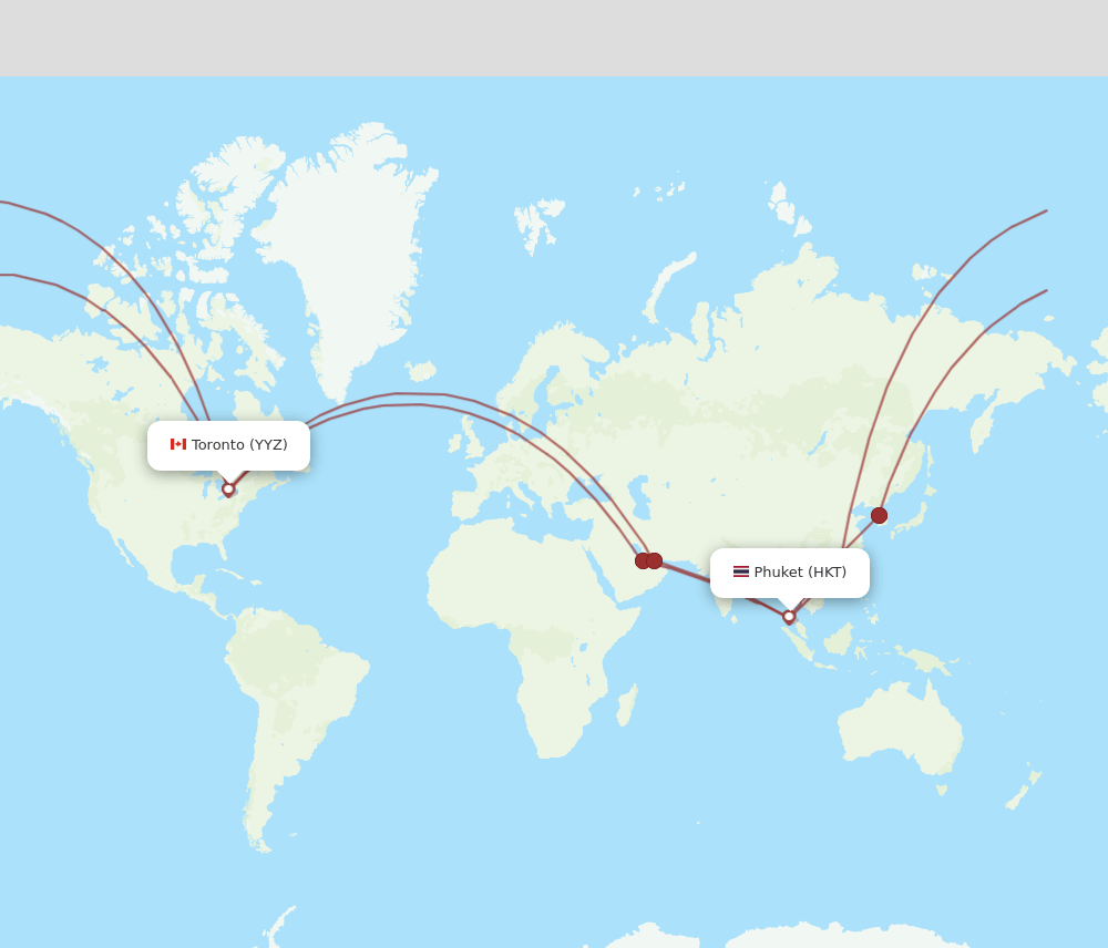 HKT to YYZ flights and routes map