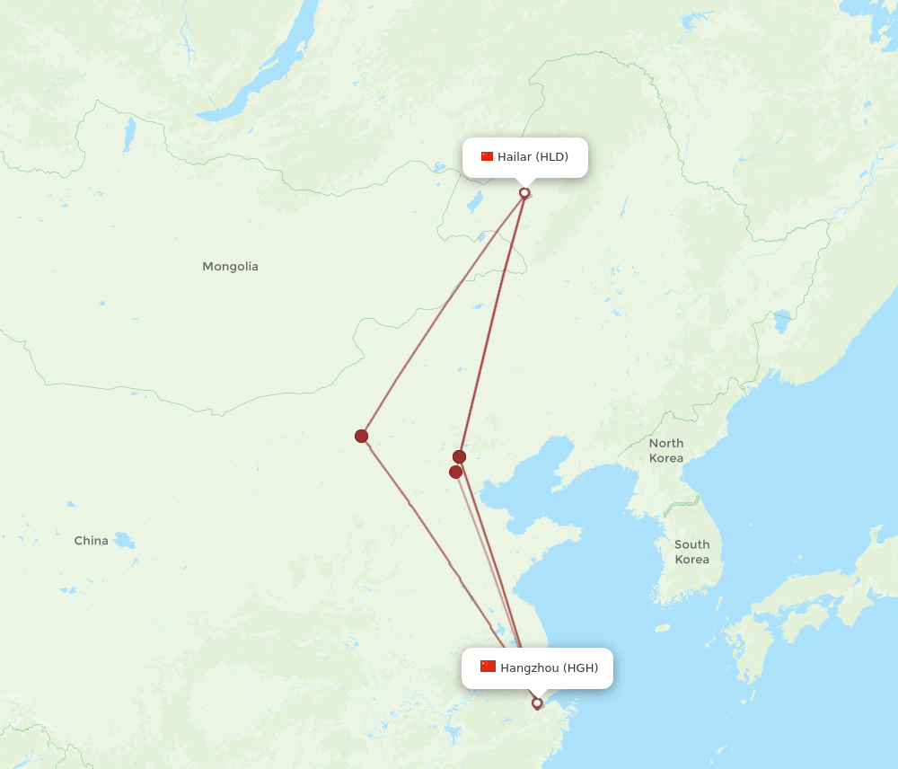 HLD-HGH flight routes