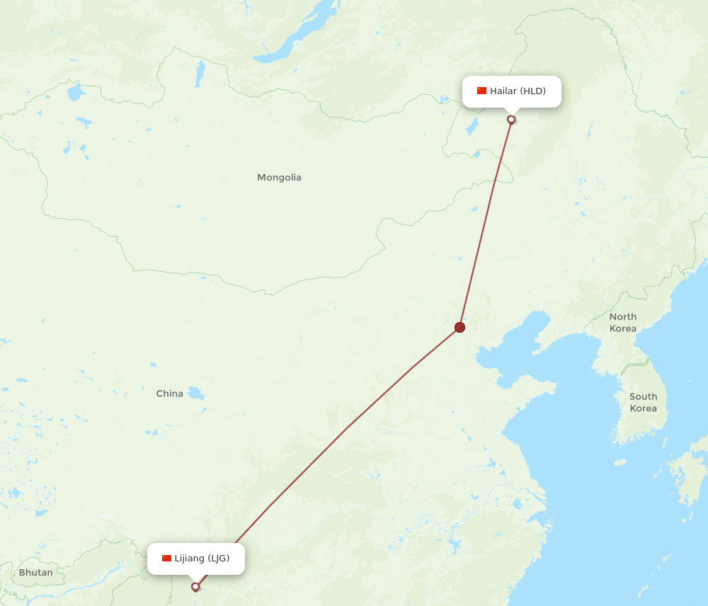 HLD-LJG flight routes