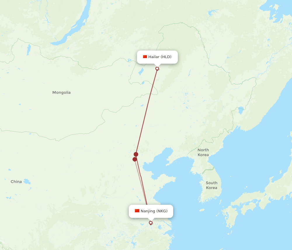 HLD-NKG flight routes