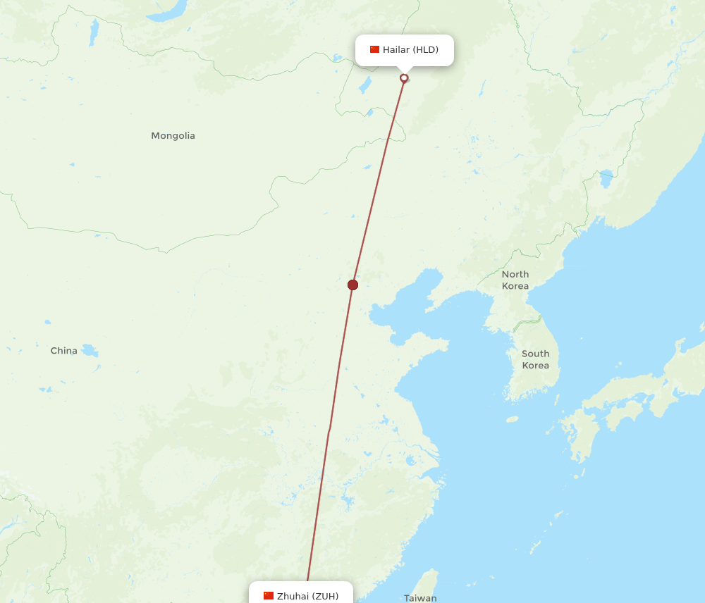 HLD-ZUH flight routes