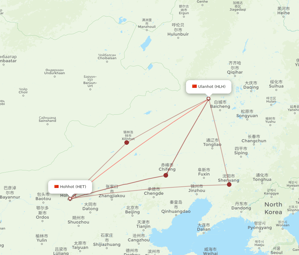 HLH to HET flights and routes map