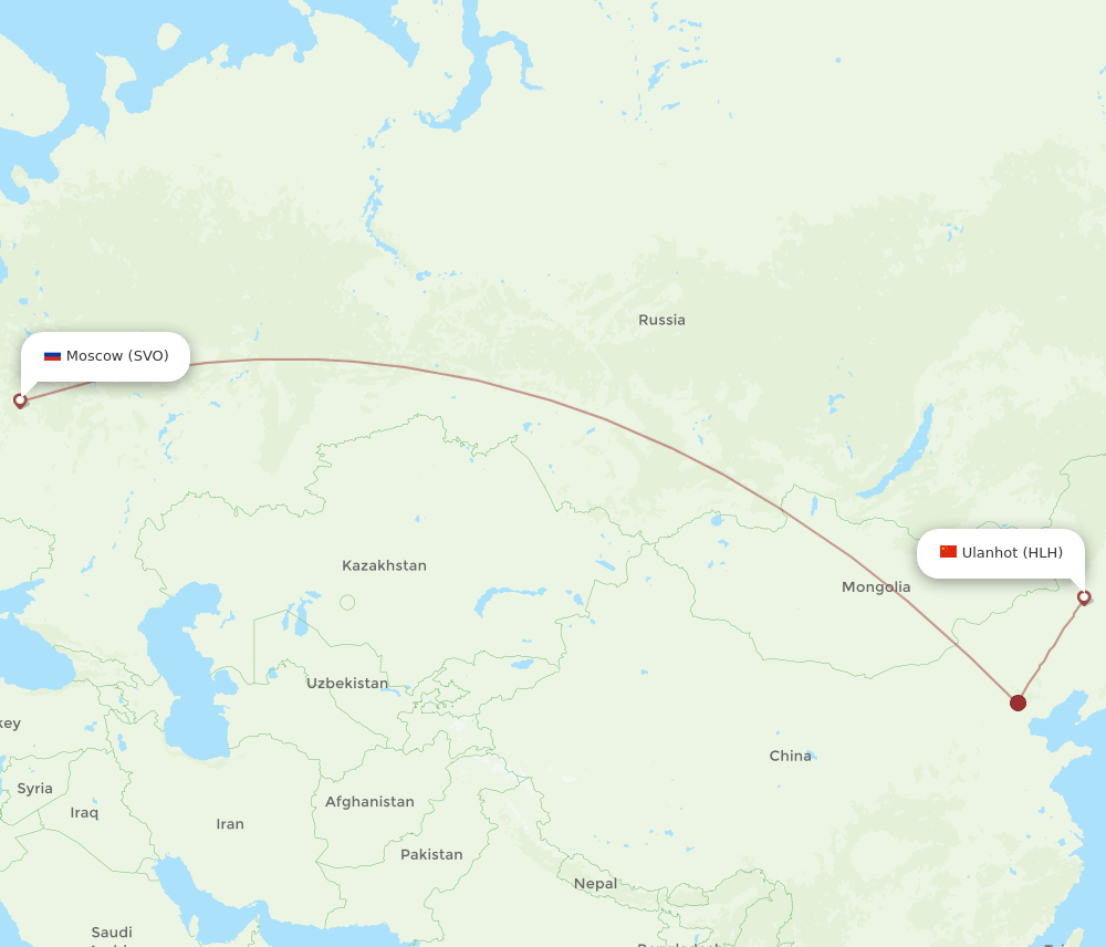 HLH to SVO flights and routes map