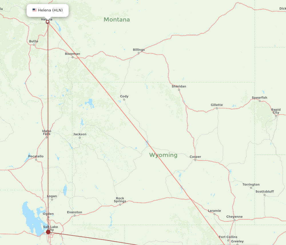 HLN-DEN flight routes