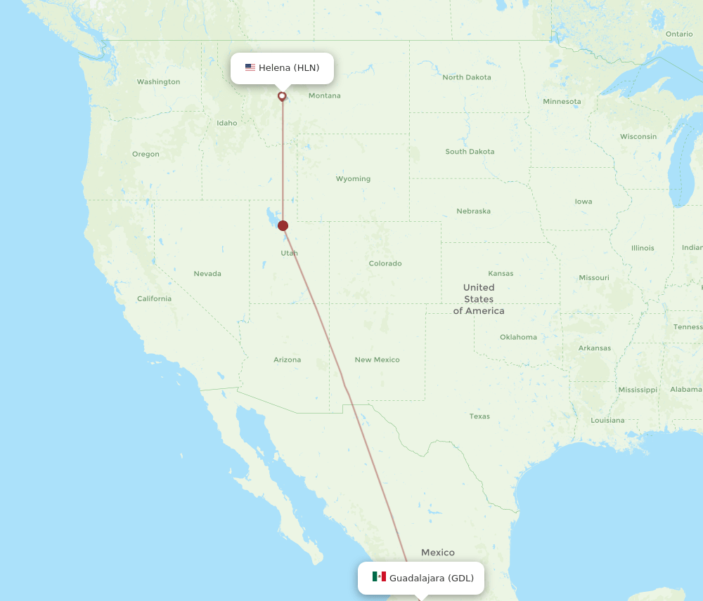 HLN-GDL flight routes