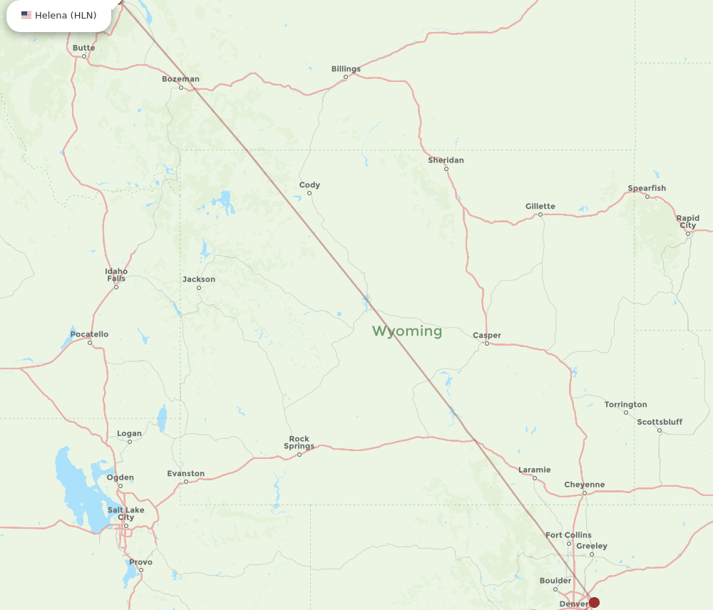 HLN to GUC flights and routes map
