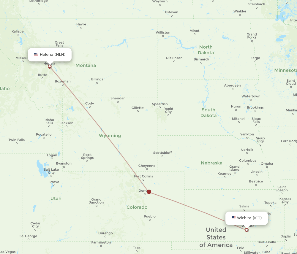HLN-ICT flight routes