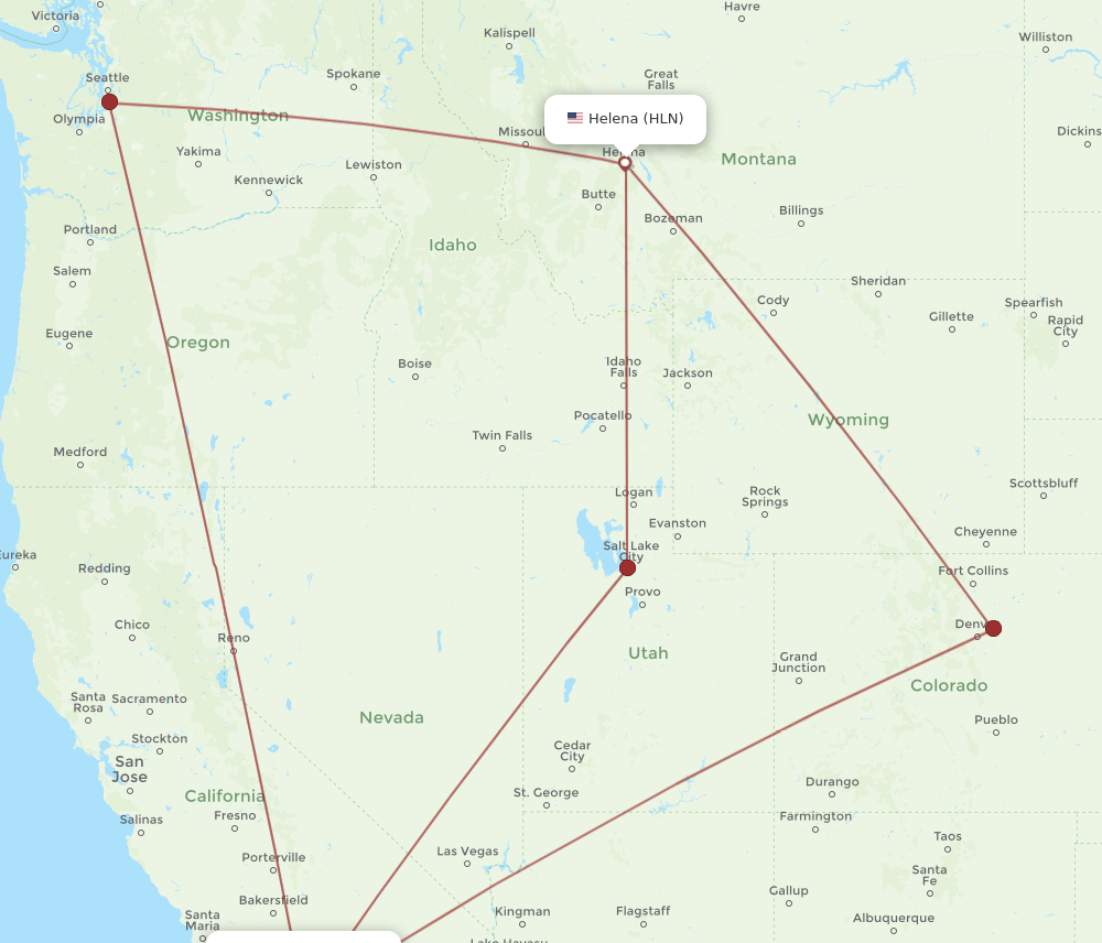 HLN-LAX flight routes