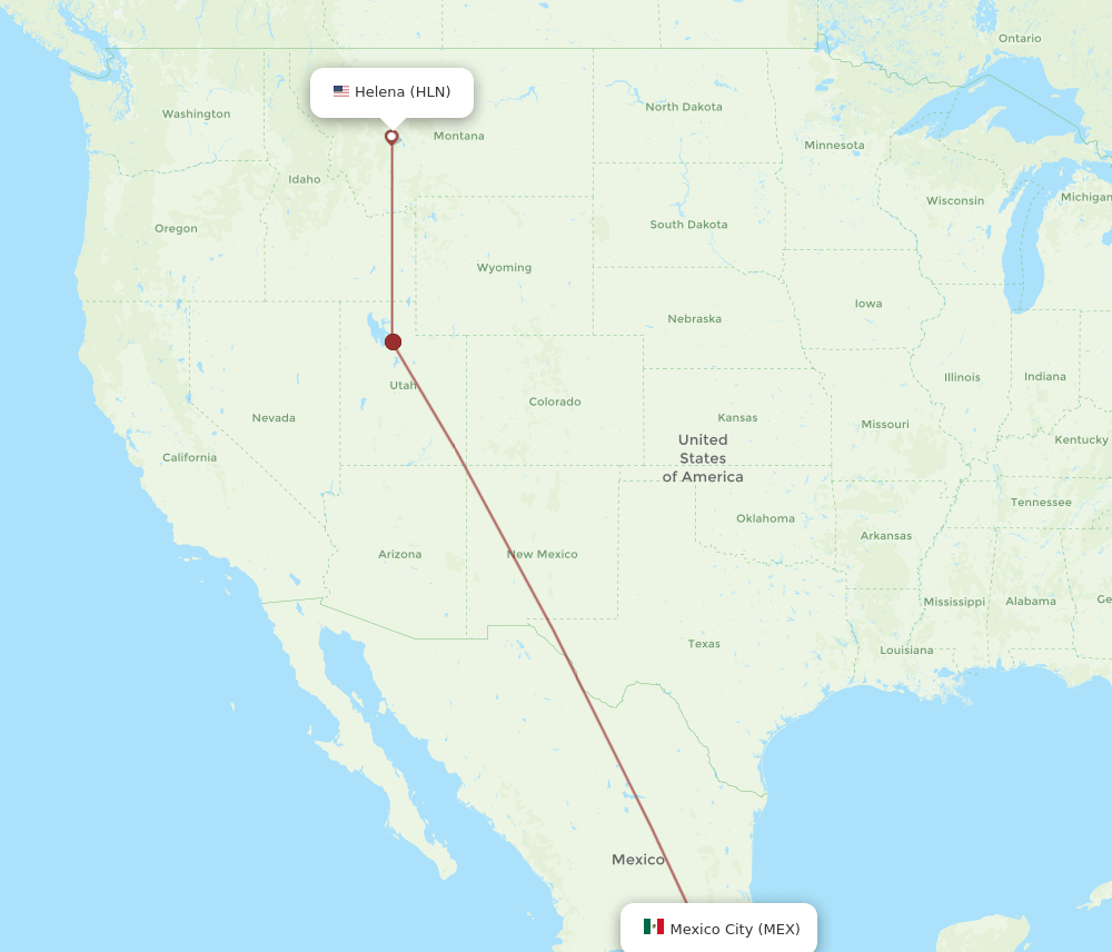 HLN-MEX flight routes