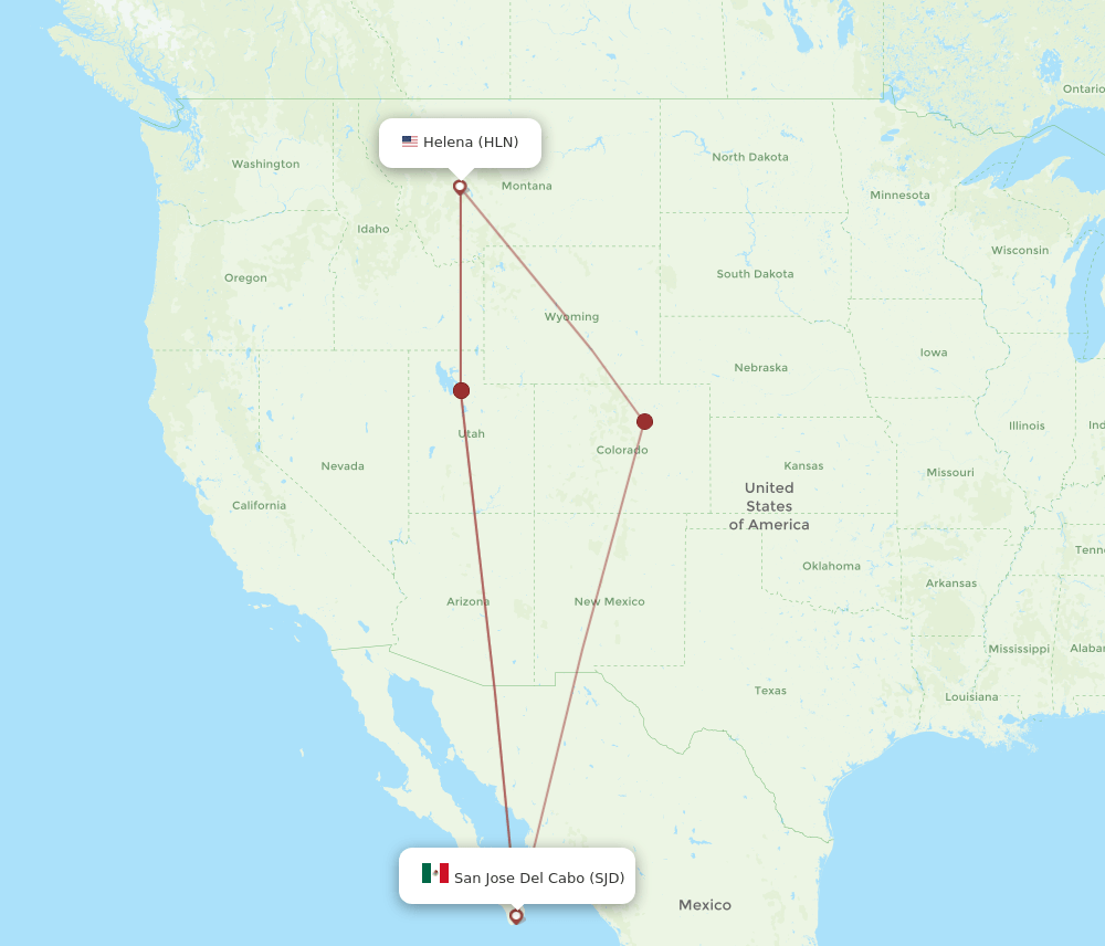 HLN-SJD flight routes