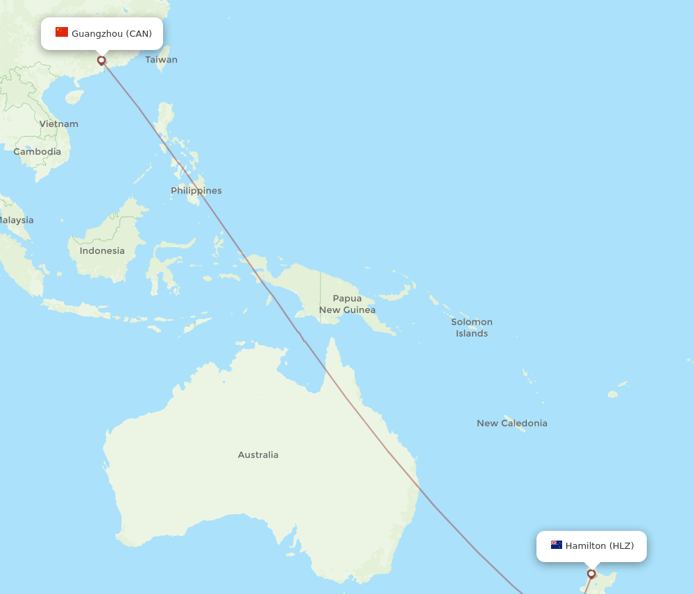 HLZ to CAN flights and routes map