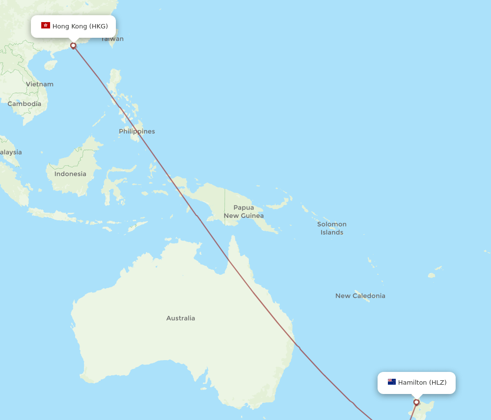 HLZ-HKG flight routes