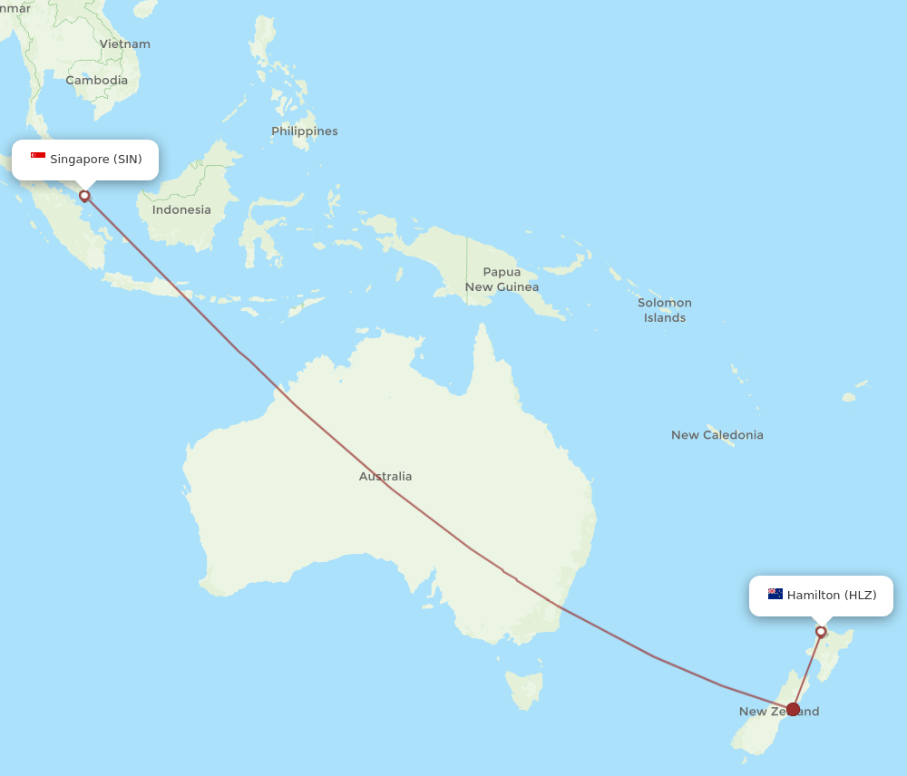 HLZ-SIN flight routes