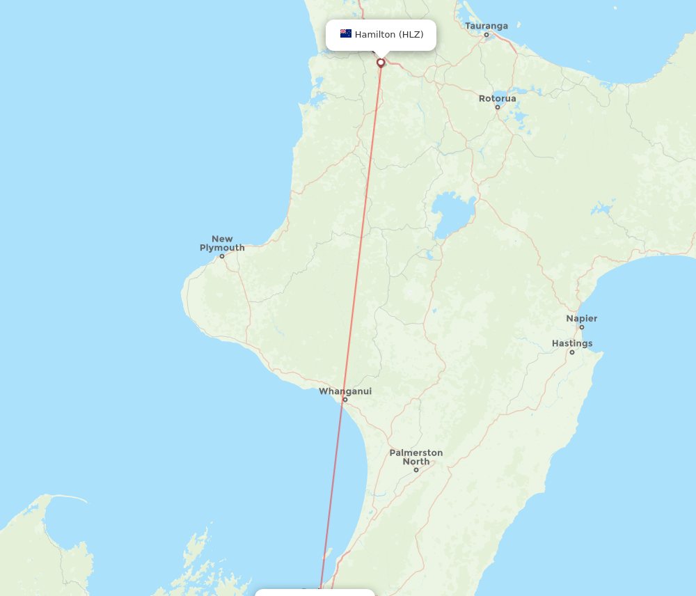 Hamilton - Wellington route map and flight paths