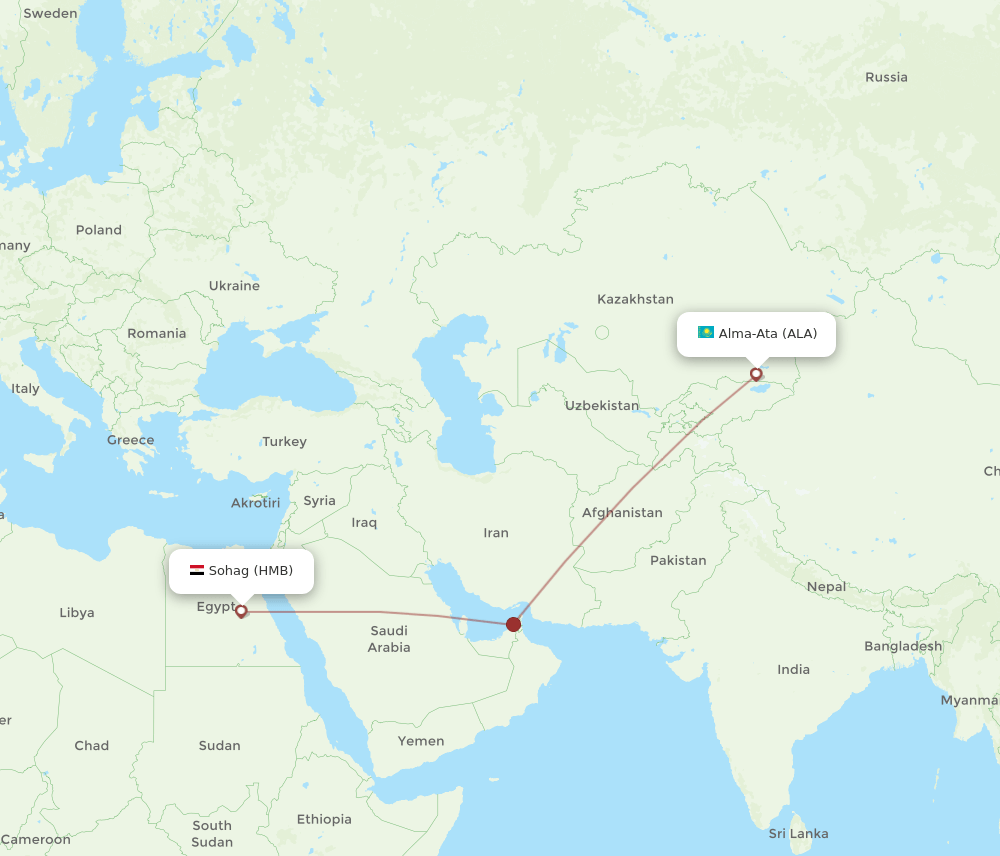 HMB-ALA flight routes