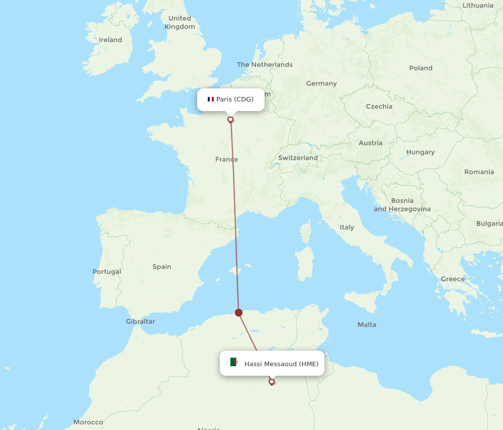 HME-CDG flight routes