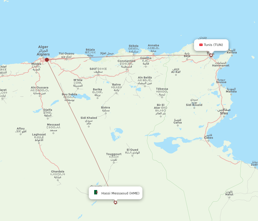 HME-TUN flight routes