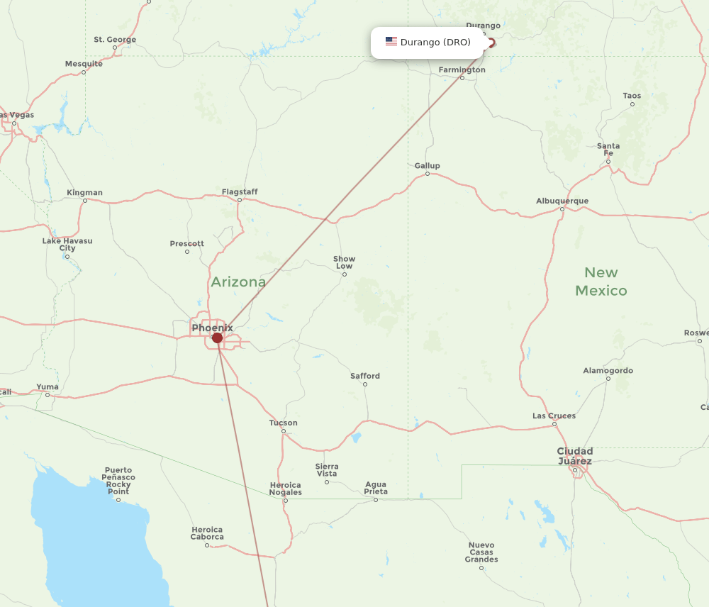 HMO-DRO flight routes