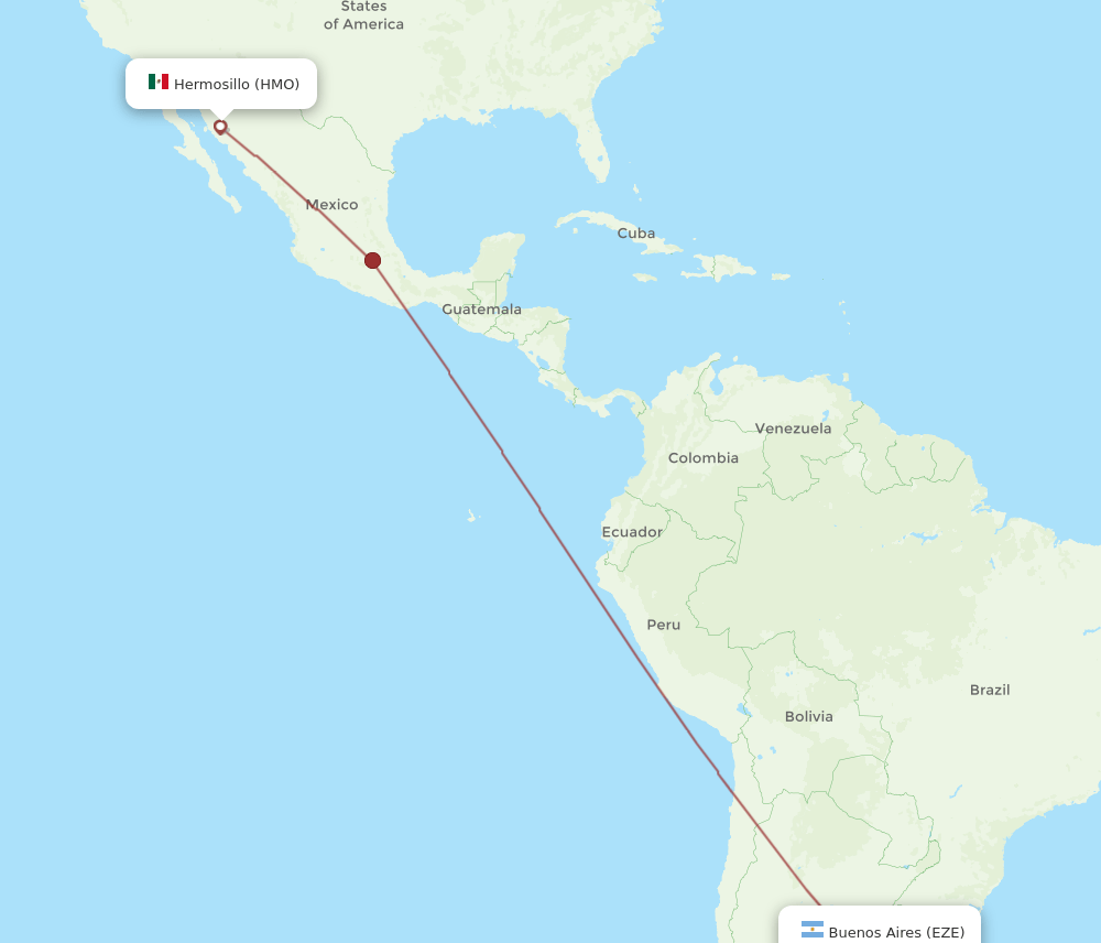 HMO to EZE flights and routes map
