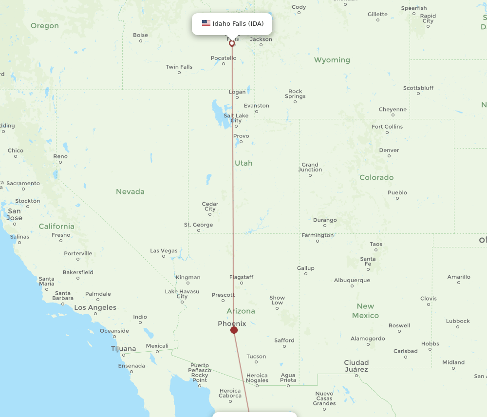 HMO to IDA flights and routes map