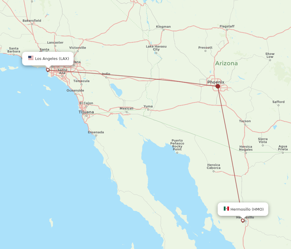 HMO-LAX flight routes