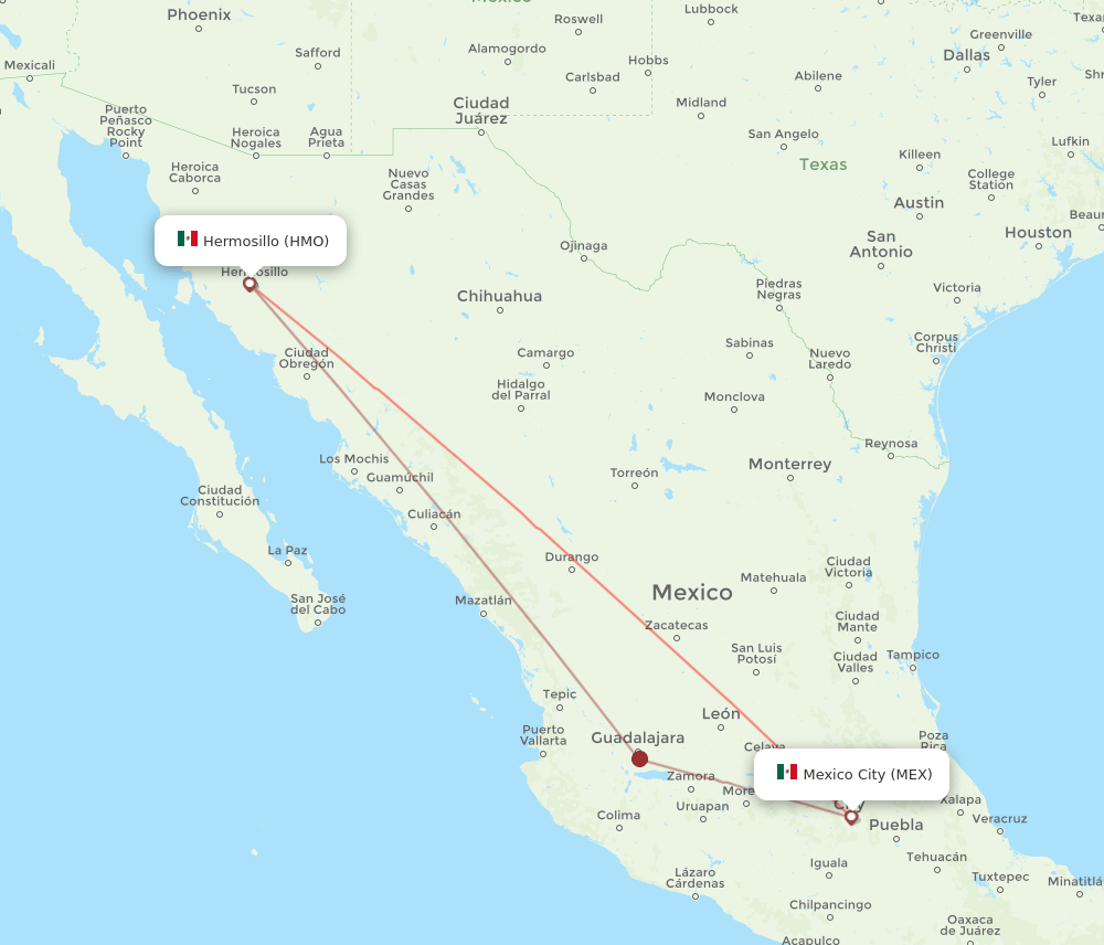 HMO-MEX flight routes