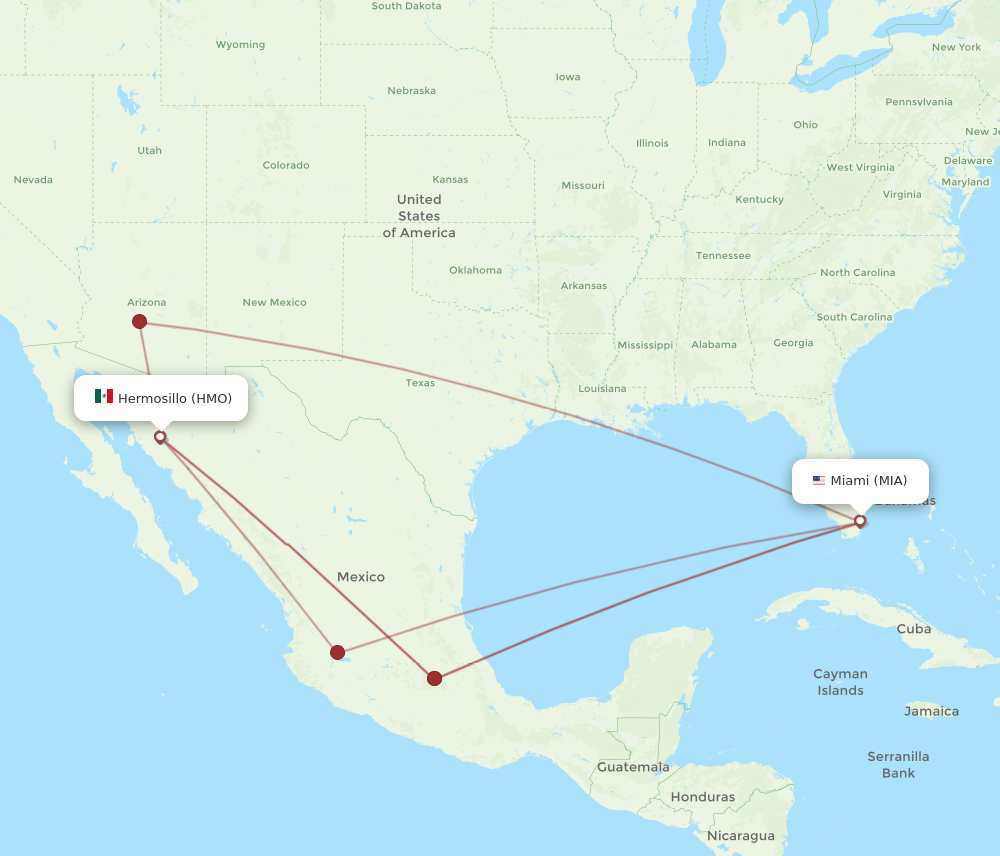 HMO-MIA flight routes