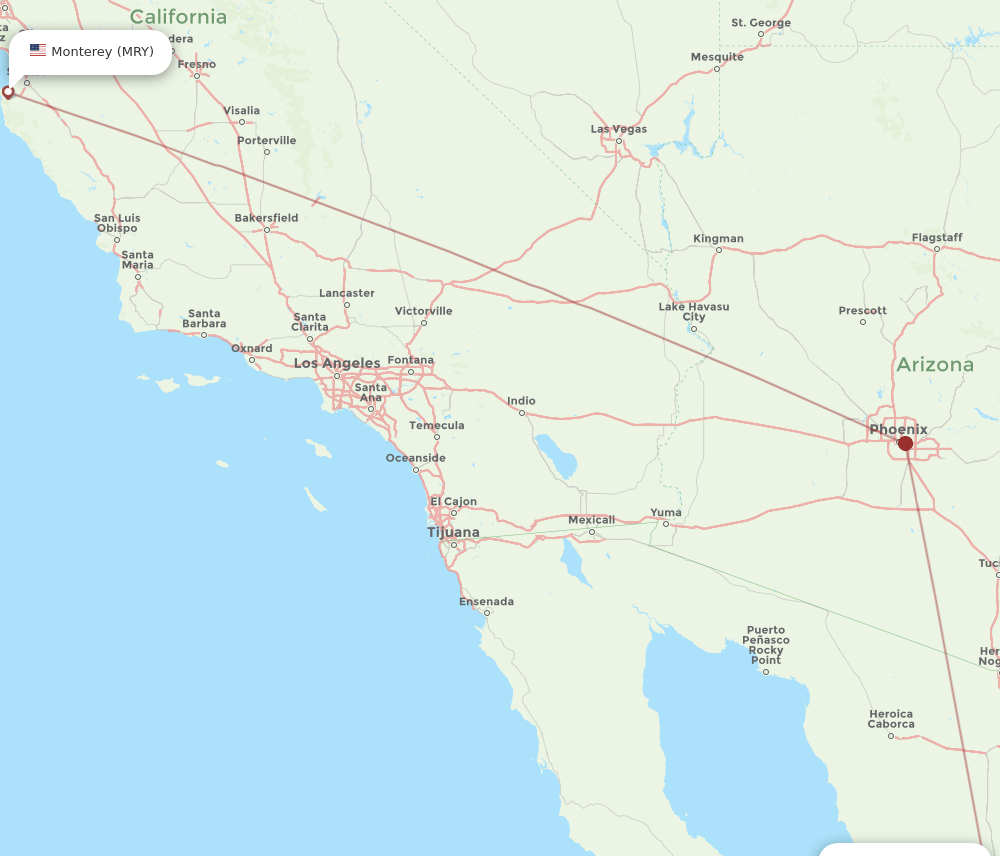 HMO to MRY flights and routes map