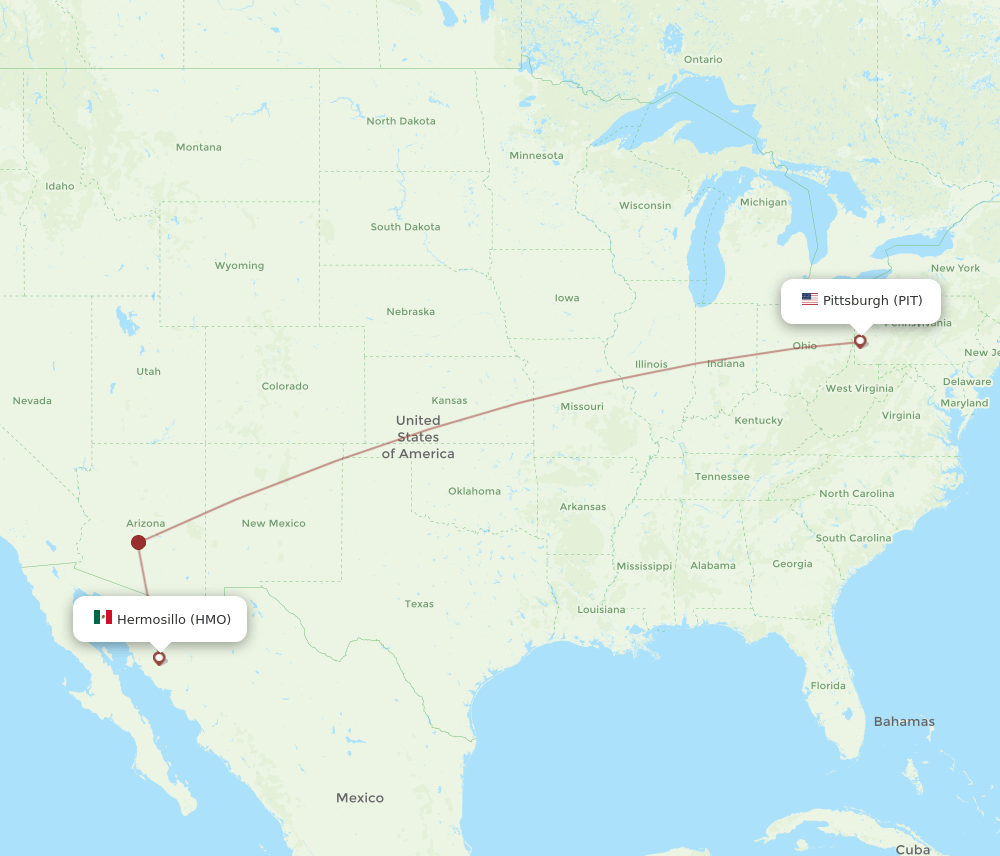 HMO-PIT flight routes