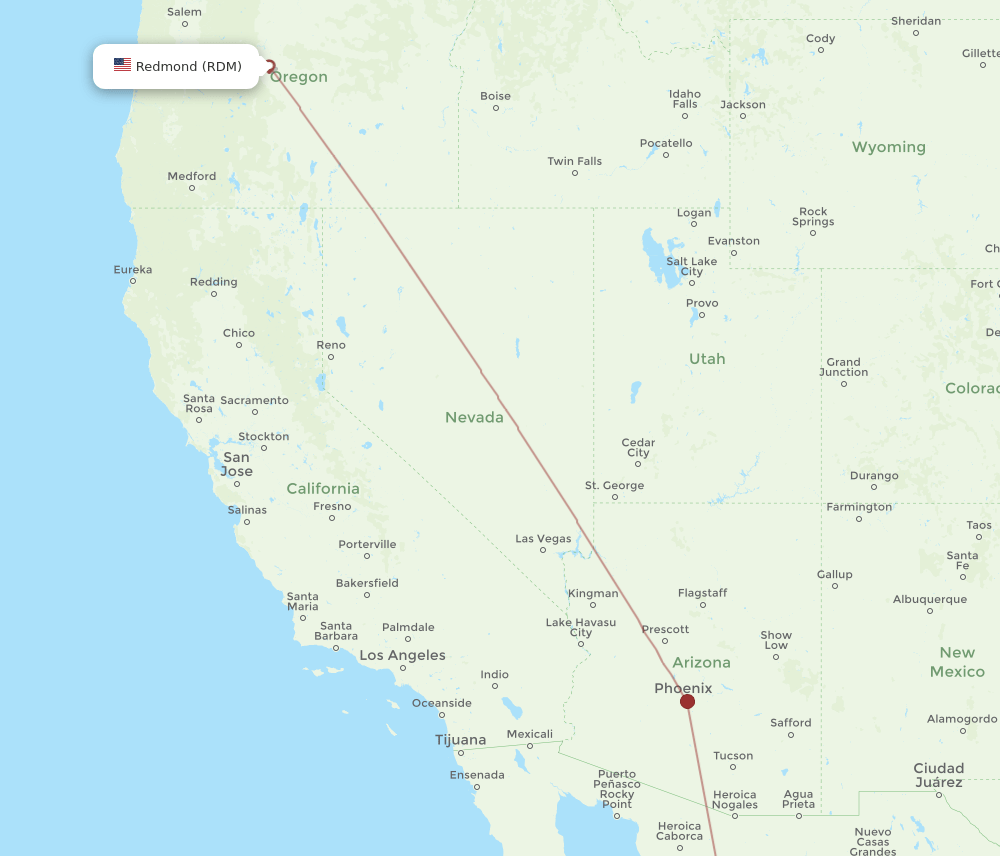 HMO to RDM flights and routes map