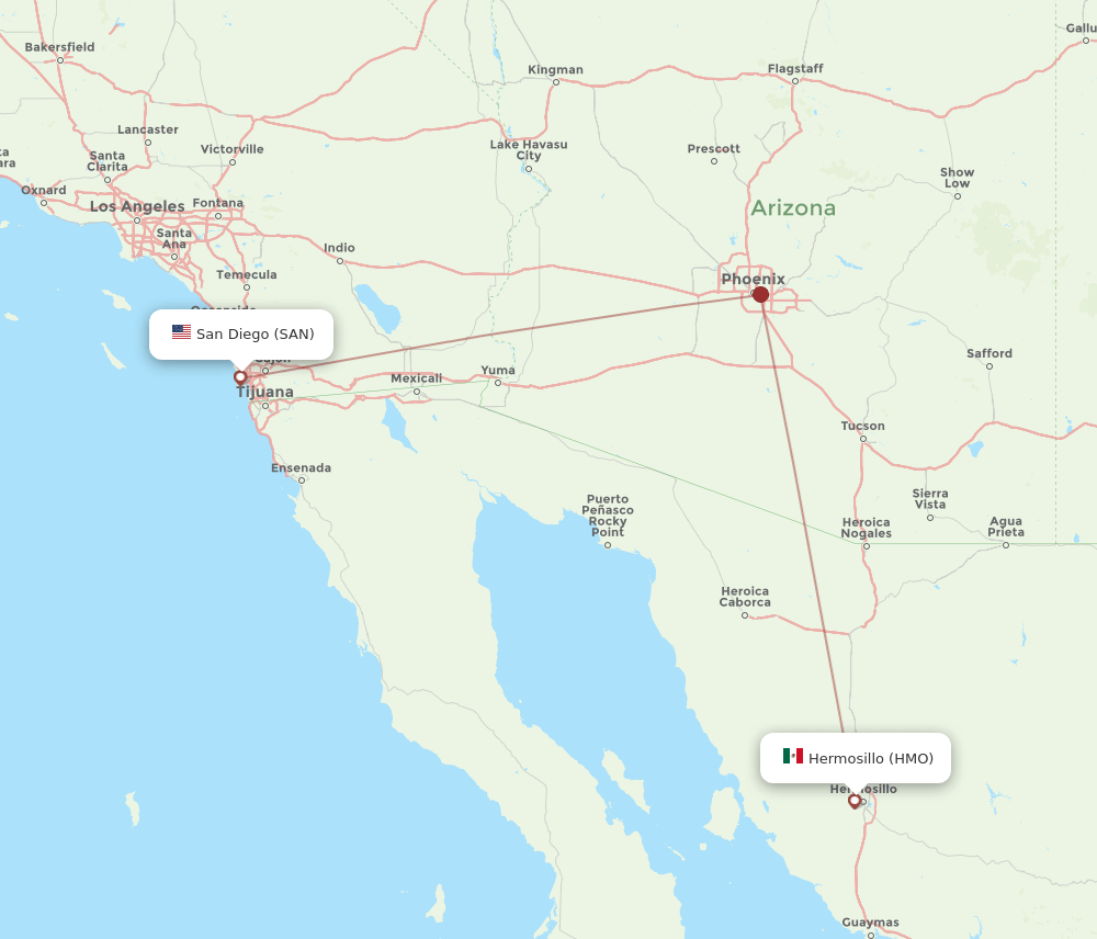 HMO-SAN flight routes