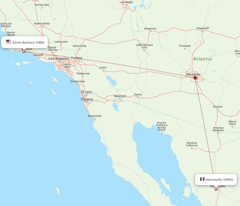 HMO-SBA flight routes