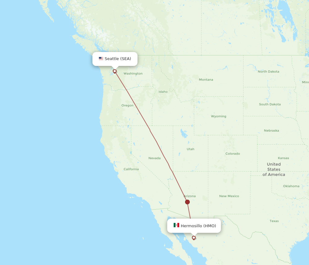 HMO to SEA flights and routes map
