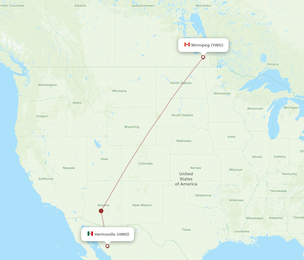 HMO-YWG flight routes