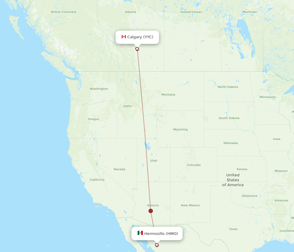 HMO-YYC flight routes