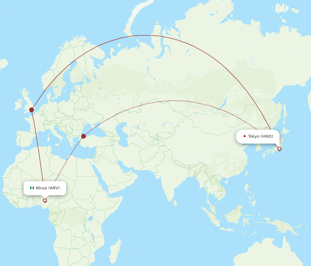 HND-ABV flight routes