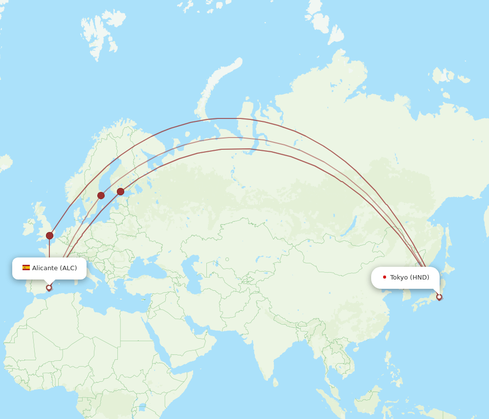 HND-ALC flight routes