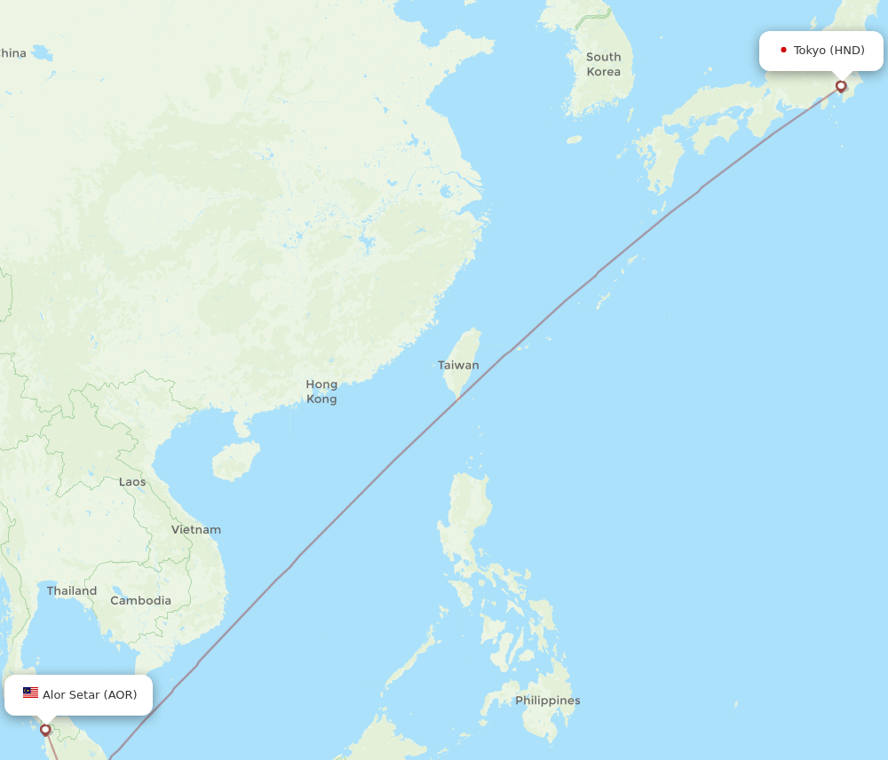 HND-AOR flight routes