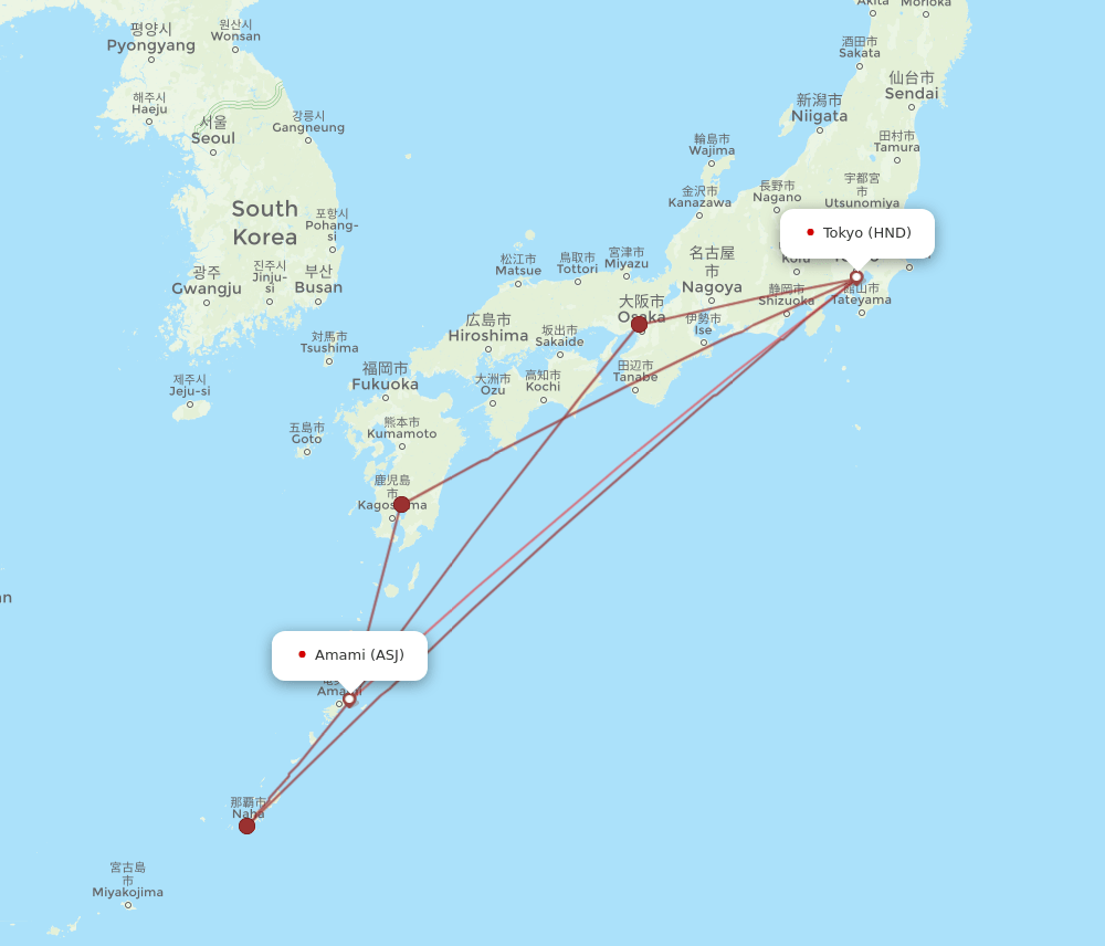 HND-ASJ flight routes